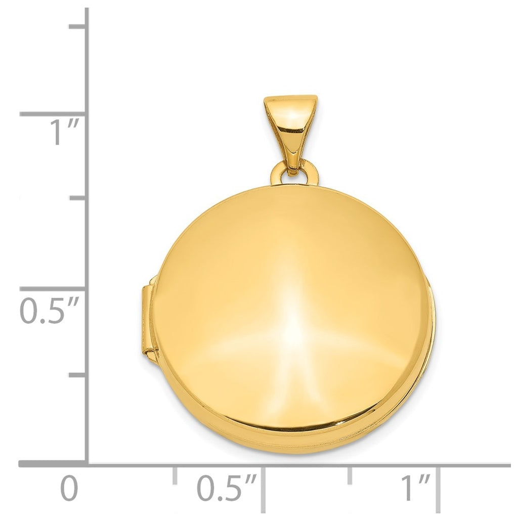 14K Yellow Gold 20mm Round Plain Domed Locket – Elegant Jewelry Gift for Birthday, Anniversary, Engagement, Wedding