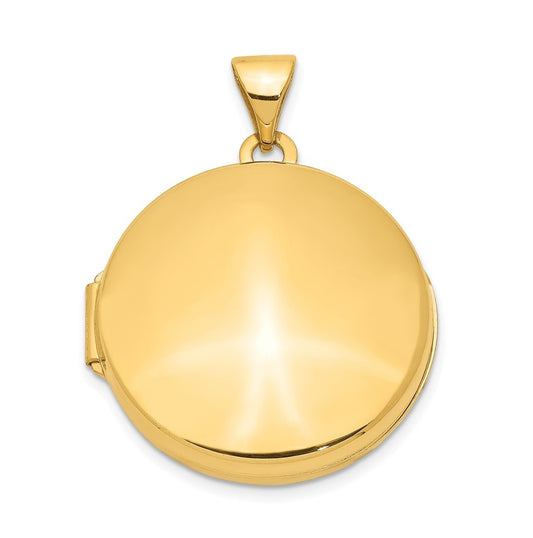 14K Yellow Gold 20mm Round Plain Domed Locket – Elegant Jewelry Gift for Birthday, Anniversary, Engagement, Wedding