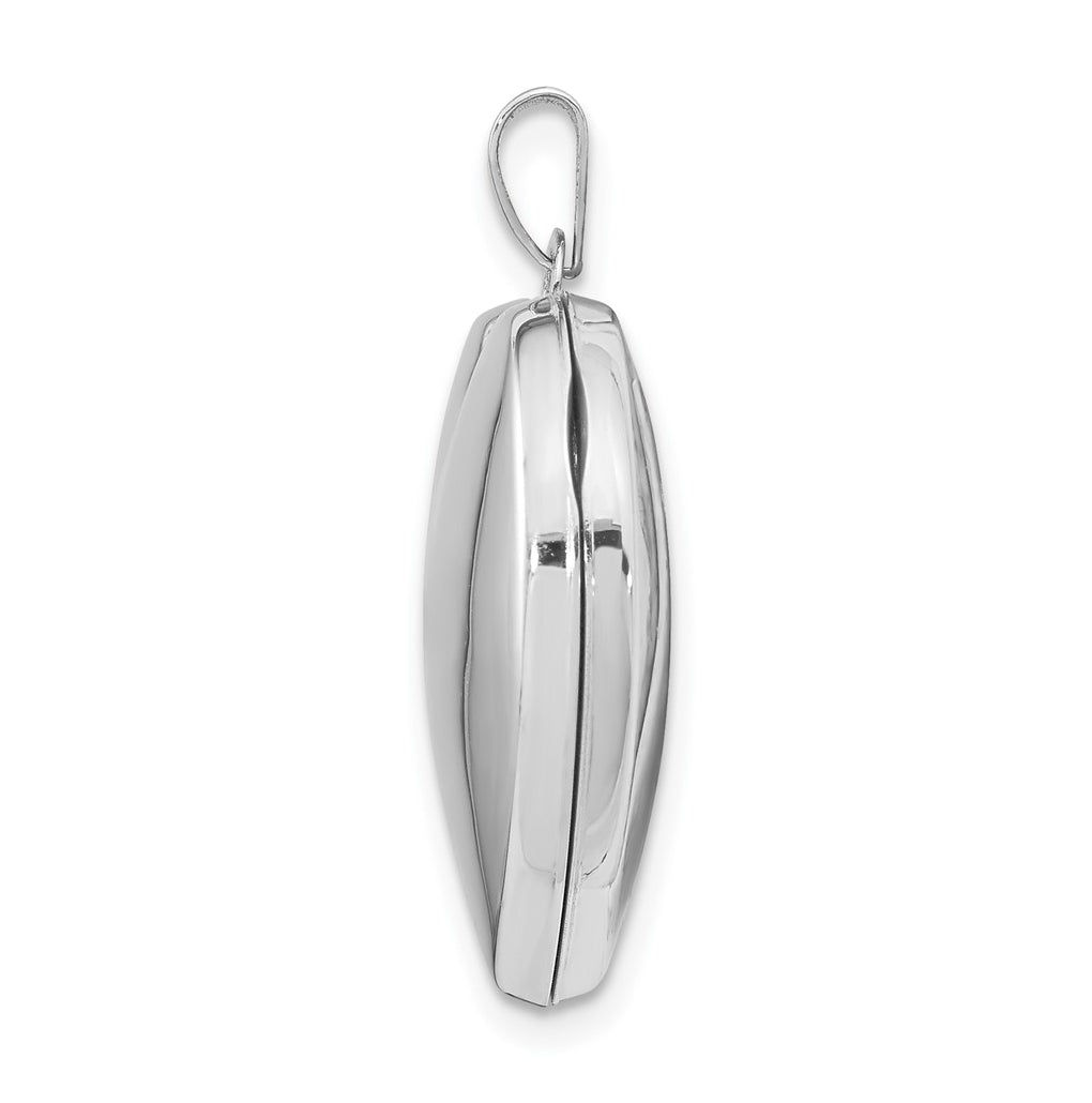 14k White Gold 21mm Heart Domed Family Locket – Elegant Jewelry Gift for Birthday, Anniversary, Engagement, Wedding