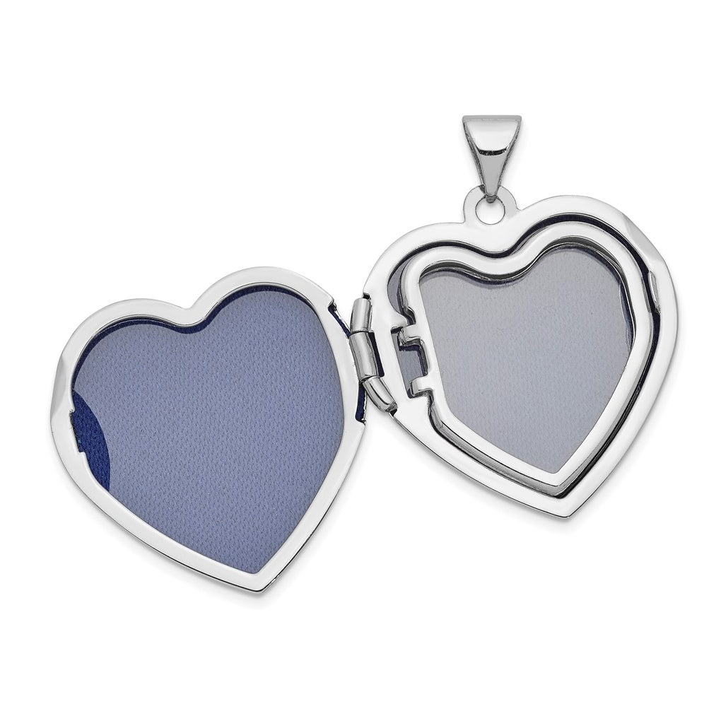 14k White Gold 21mm Heart Domed Family Locket – Elegant Jewelry Gift for Birthday, Anniversary, Engagement, Wedding