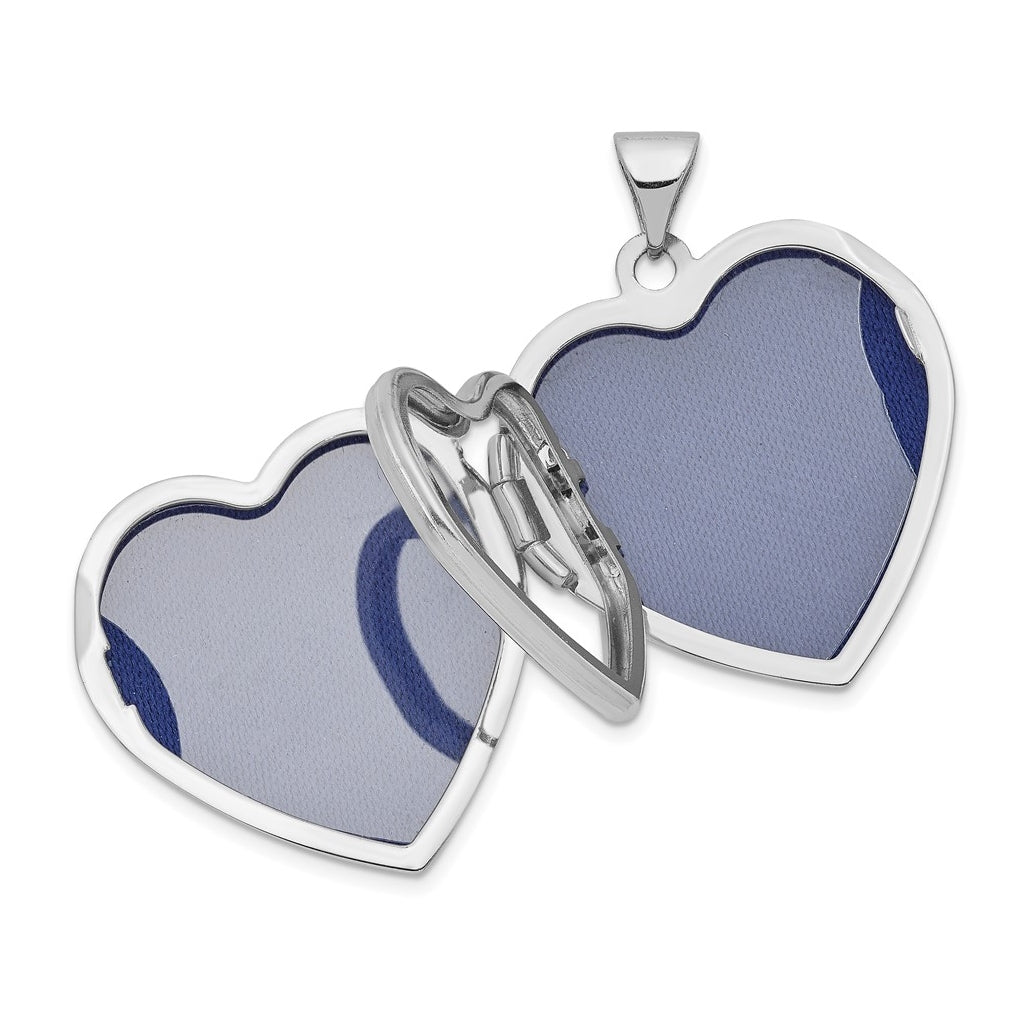 14k White Gold 21mm Heart Domed Family Locket – Elegant Jewelry Gift for Birthday, Anniversary, Engagement, Wedding