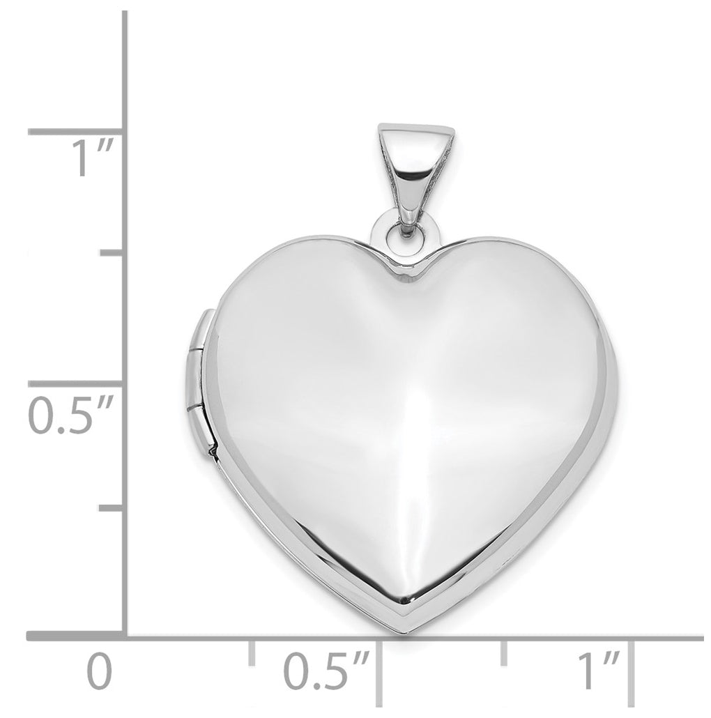 14k White Gold 21mm Heart Domed Family Locket – Elegant Jewelry Gift for Birthday, Anniversary, Engagement, Wedding