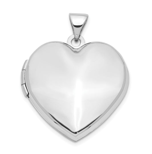 14k White Gold 21mm Heart Domed Family Locket – Elegant Jewelry Gift for Birthday, Anniversary, Engagement, Wedding