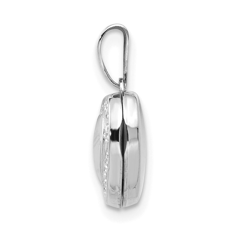 14k White Gold Polished Heart-Shaped Scrolled Locket – Elegant Jewelry Gift for Birthday, Anniversary, Engagement, Wedding