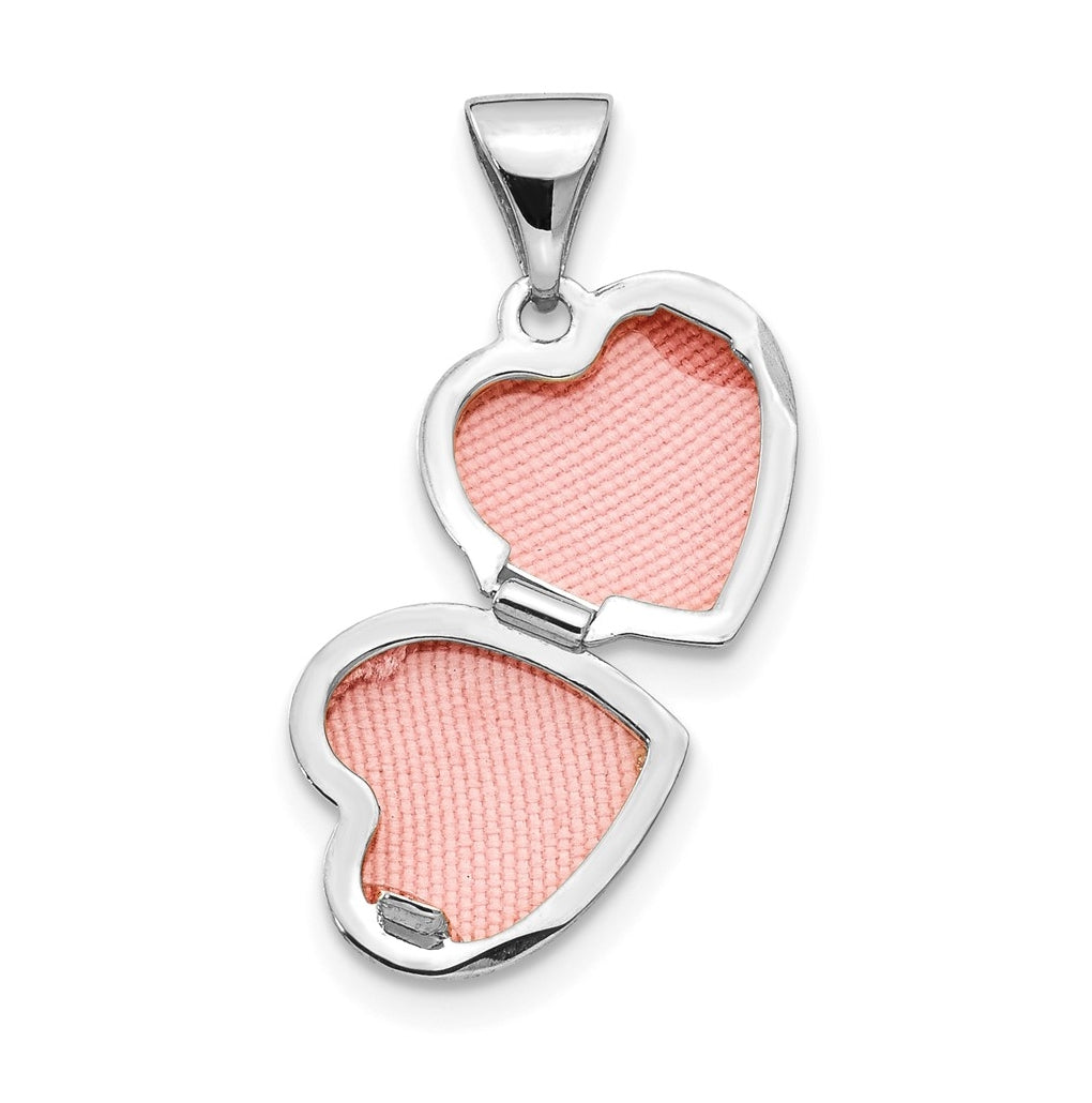 14k White Gold Polished Heart-Shaped Scrolled Locket – Elegant Jewelry Gift for Birthday, Anniversary, Engagement, Wedding