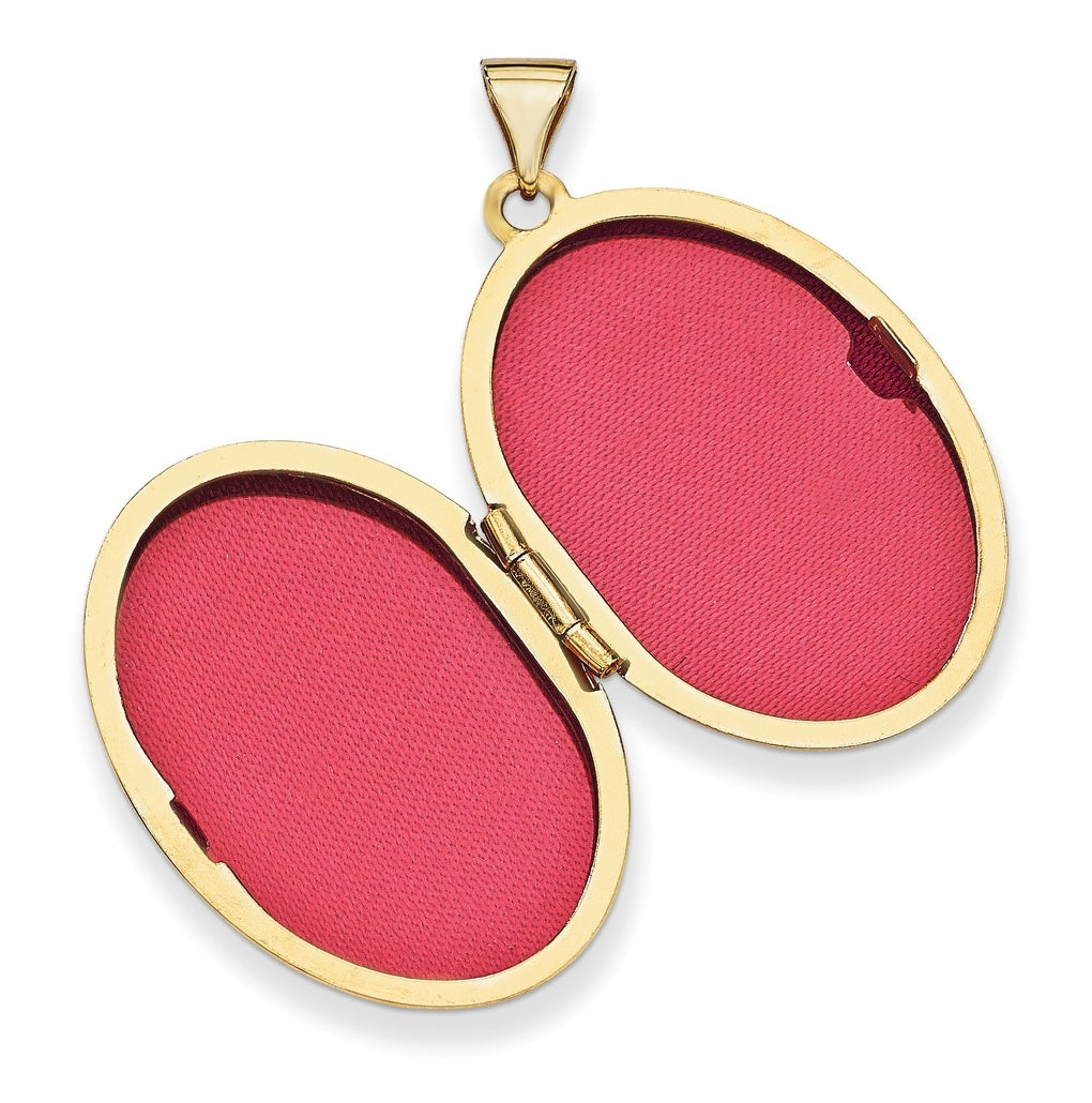 14K Yellow Gold 26mm Oval 1/2 Hand Engraved Locket – Elegant Jewelry Gift for Birthday, Anniversary, Engagement, Wedding