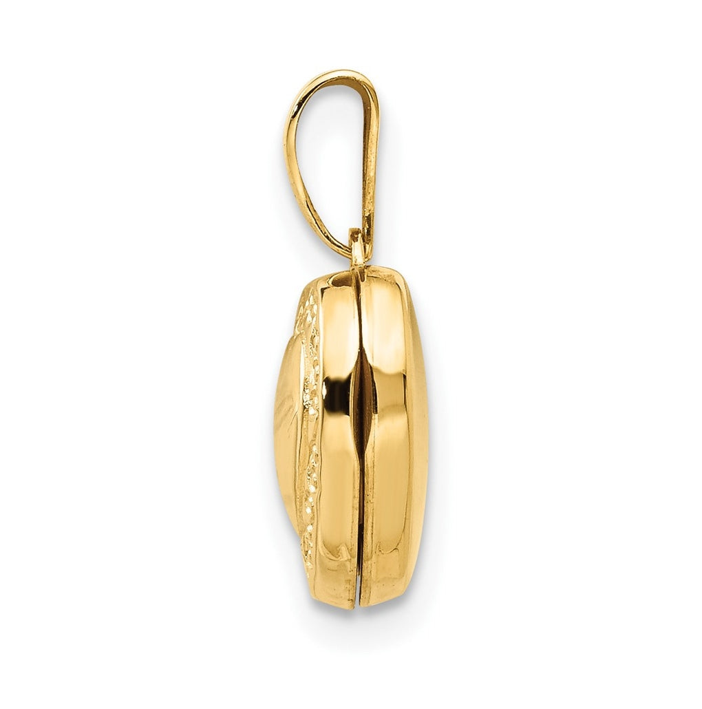 14K Yellow Gold Scroll Border 10mm Heart Locket – Elegant Jewelry Gift for Birthday, Anniversary, Engagement, Wedding