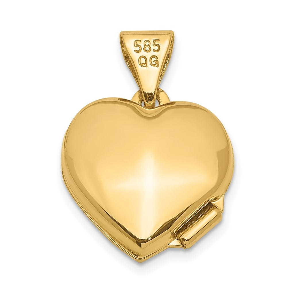 14K Yellow Gold w/ White Rhodium 12mm Diamond Heart Locket – Elegant Jewelry Gift for Birthday, Anniversary, Engagement, Wedding