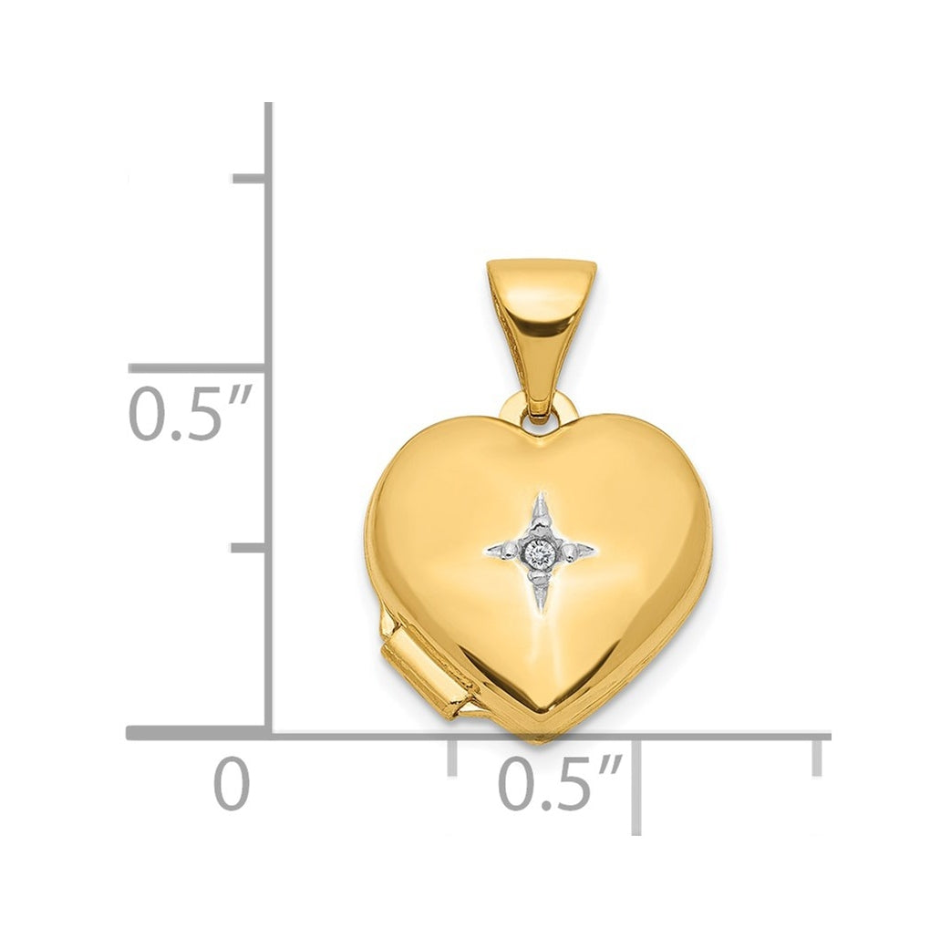 14K Yellow Gold w/ White Rhodium 12mm Diamond Heart Locket – Elegant Jewelry Gift for Birthday, Anniversary, Engagement, Wedding