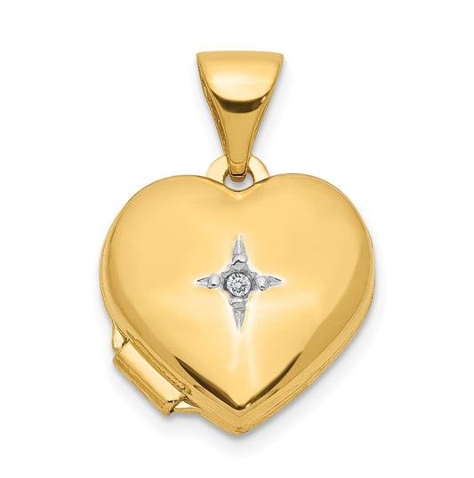 14K Yellow Gold w/ White Rhodium 12mm Diamond Heart Locket – Elegant Jewelry Gift for Birthday, Anniversary, Engagement, Wedding