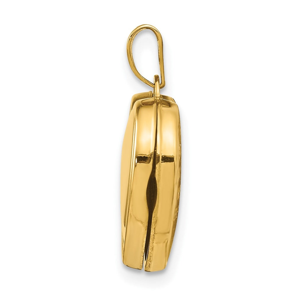 14K Yellow Gold w/Rhodium 15mm Heart Foot Prints Locket – Elegant Jewelry Gift for Birthday, Anniversary, Engagement, Wedding