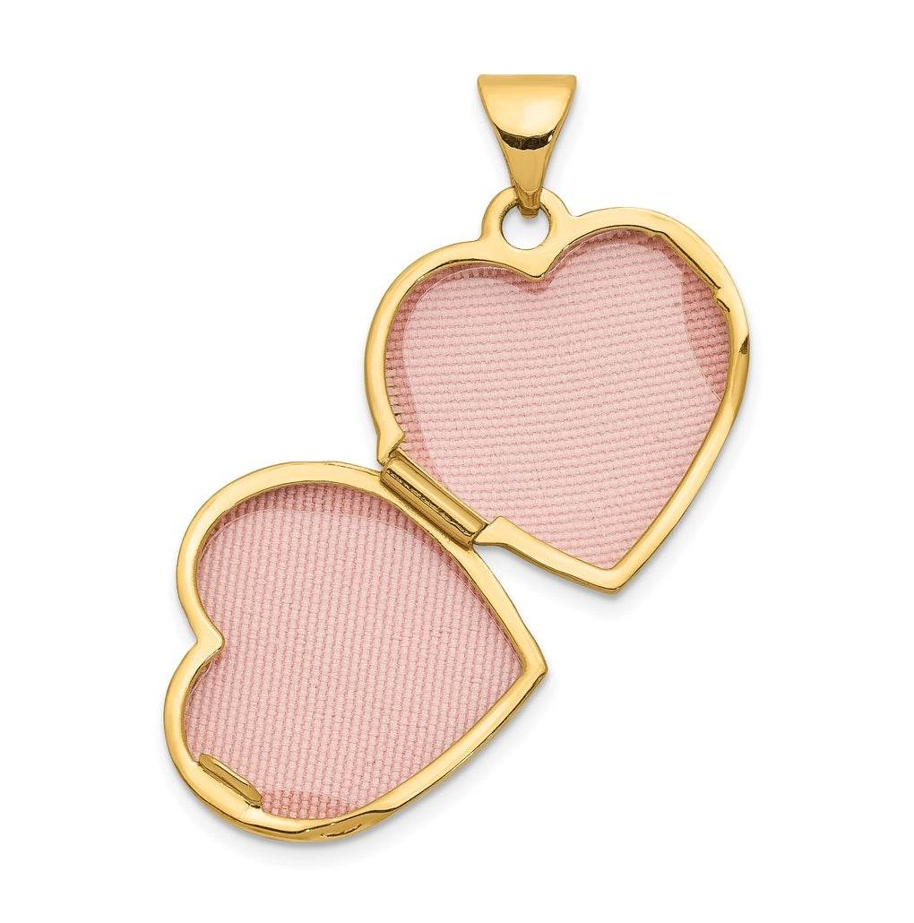 14K Yellow Gold w/Rhodium 15mm Heart Foot Prints Locket – Elegant Jewelry Gift for Birthday, Anniversary, Engagement, Wedding