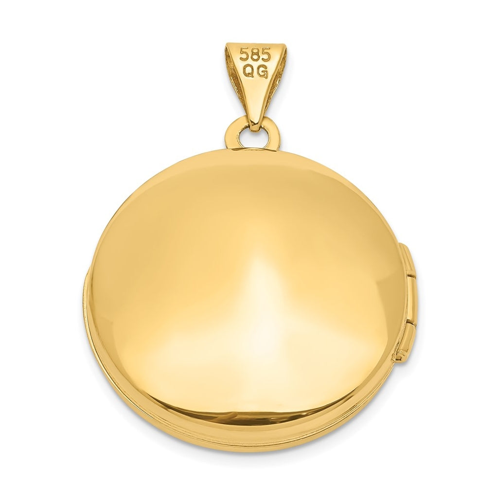 14K Yellow Gold 20mm Round Leaf Floral Locket – Elegant Jewelry Gift for Birthday, Anniversary, Engagement, Wedding
