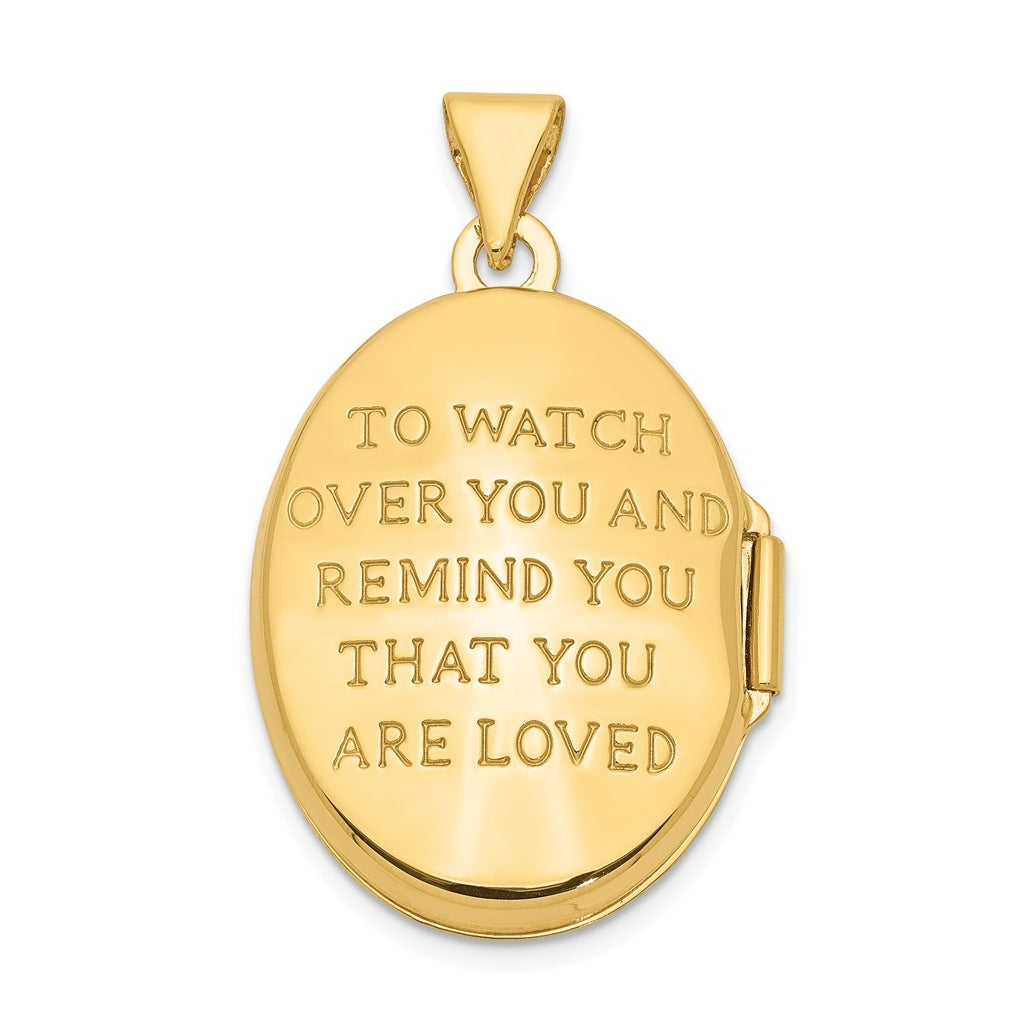 14K Yellow Gold w/Rhodium 21mm Oval Guardian Angel Locket – Elegant Jewelry Gift for Birthday, Anniversary, Engagement, Wedding