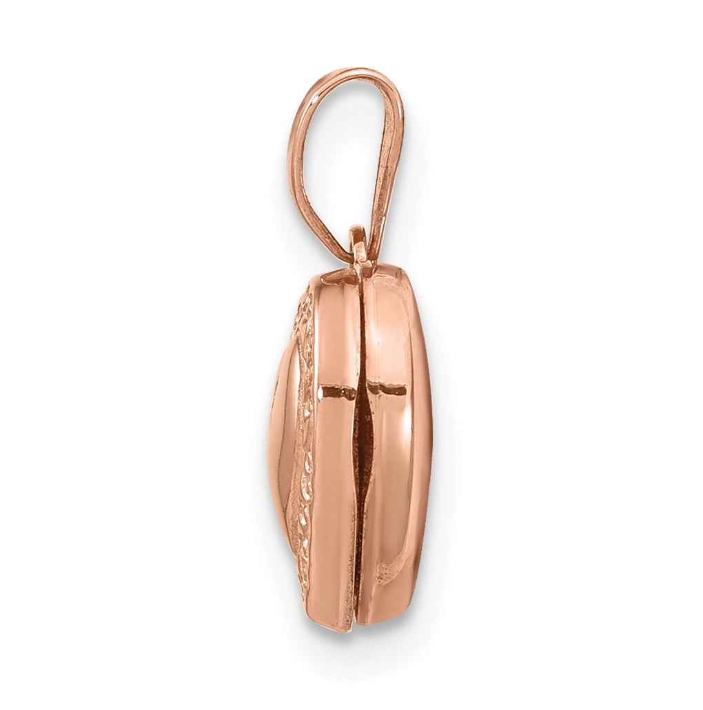 14k Rose Gold Polished 10mm Heart-Shaped Scrolled Locket – Elegant Jewelry Gift for Birthday, Anniversary, Engagement, Wedding