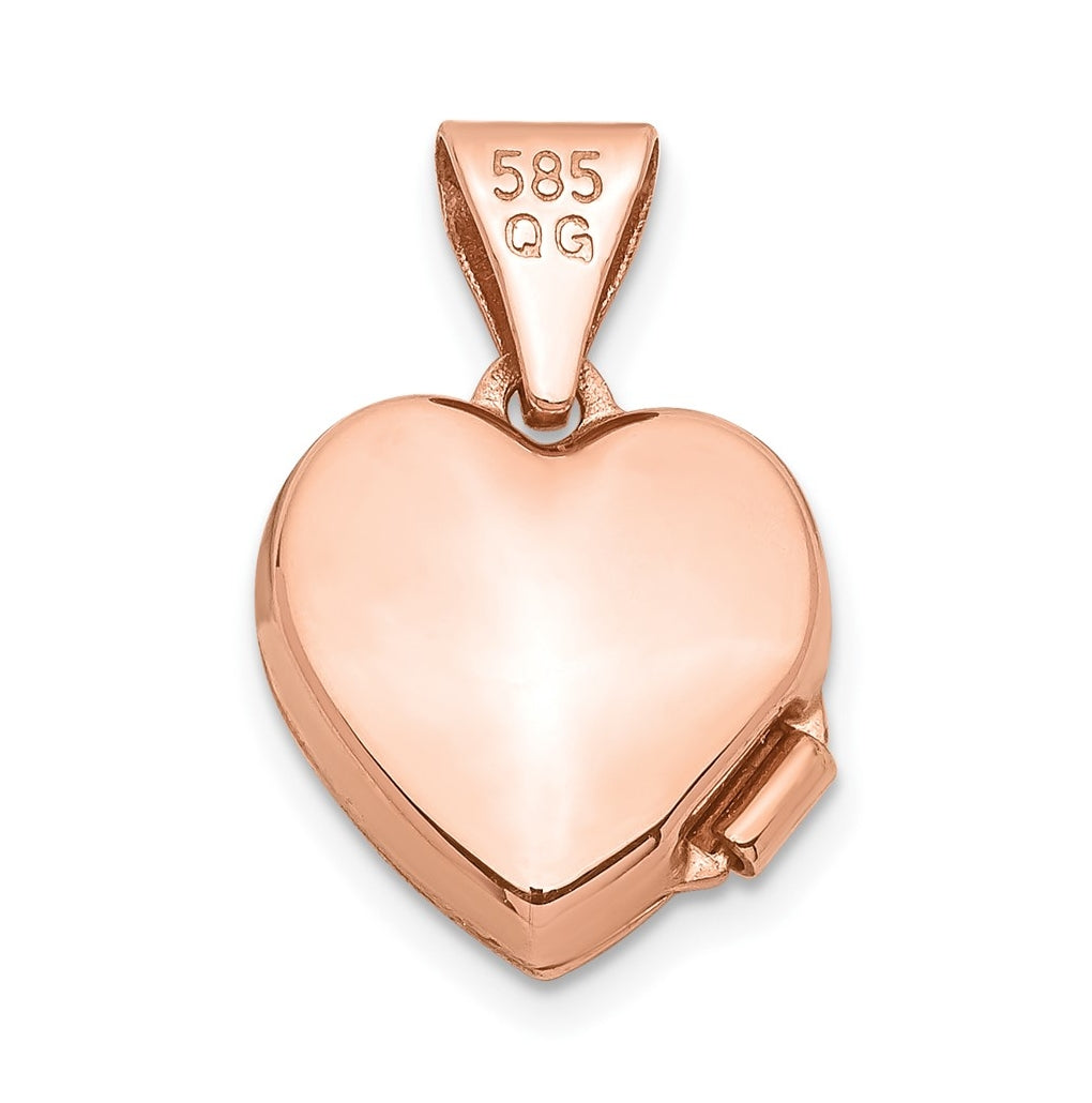 14k Rose Gold Polished 10mm Heart-Shaped Scrolled Locket – Elegant Jewelry Gift for Birthday, Anniversary, Engagement, Wedding
