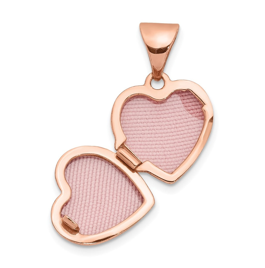14k Rose Gold Polished 10mm Heart-Shaped Scrolled Locket – Elegant Jewelry Gift for Birthday, Anniversary, Engagement, Wedding