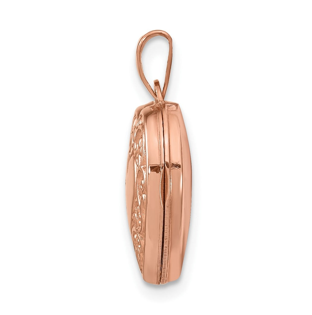 14k Rose Gold 15mm Scroll Heart Locket – Elegant Jewelry Gift for Birthday, Anniversary, Engagement, Wedding
