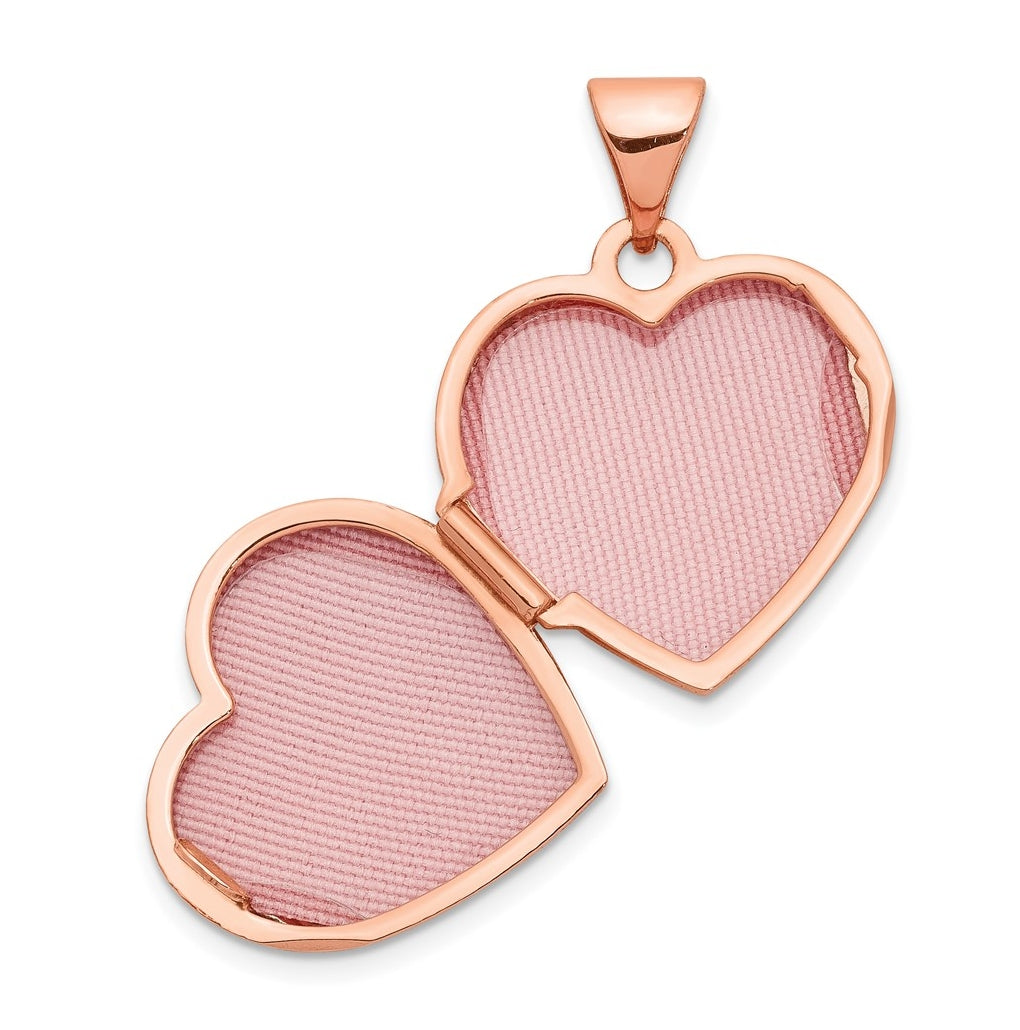 14k Rose Gold 15mm Scroll Heart Locket – Elegant Jewelry Gift for Birthday, Anniversary, Engagement, Wedding