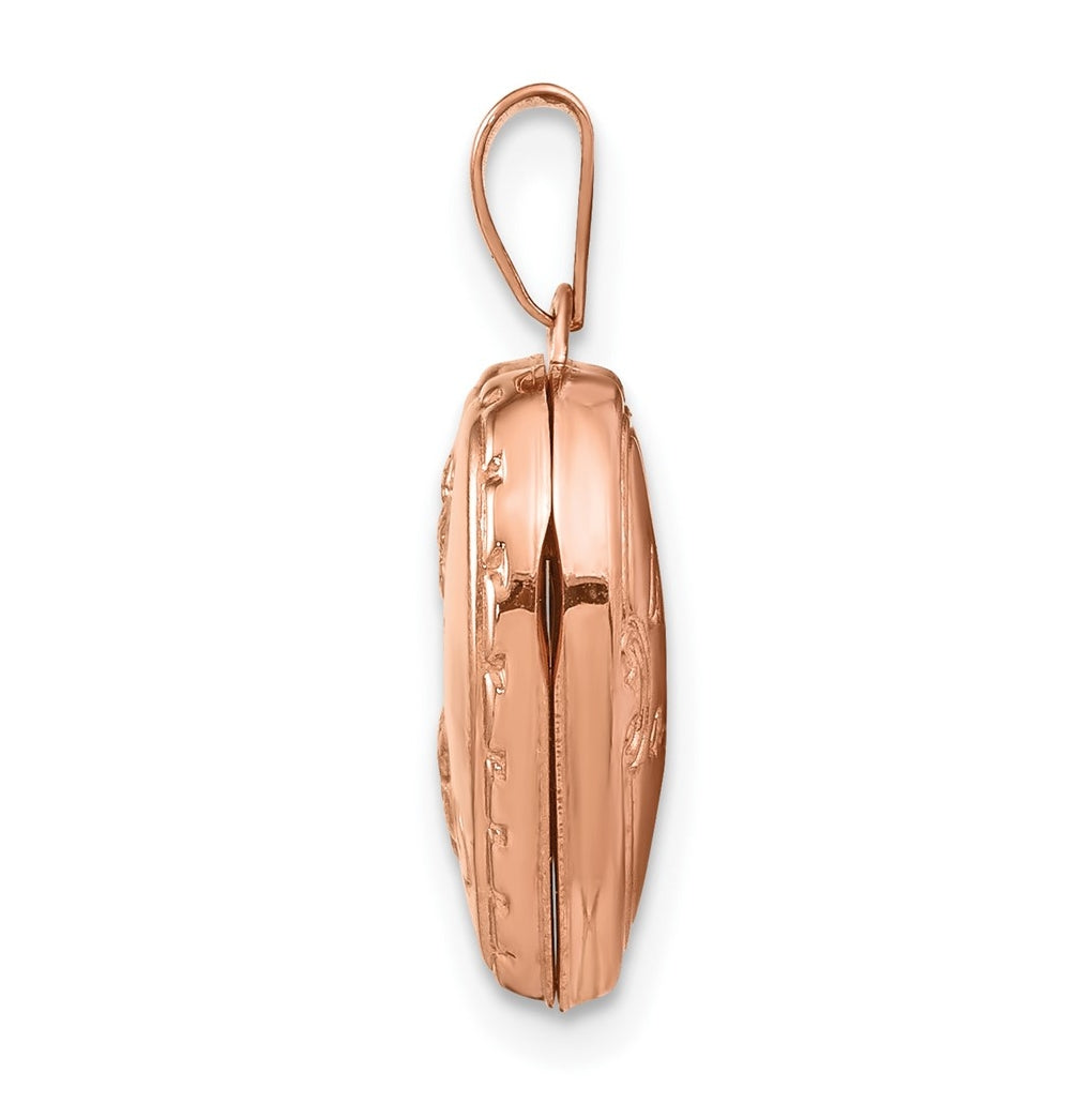 14k Rose Gold 15mm Reversible Heart Locket – Elegant Jewelry Gift for Birthday, Anniversary, Engagement, Wedding
