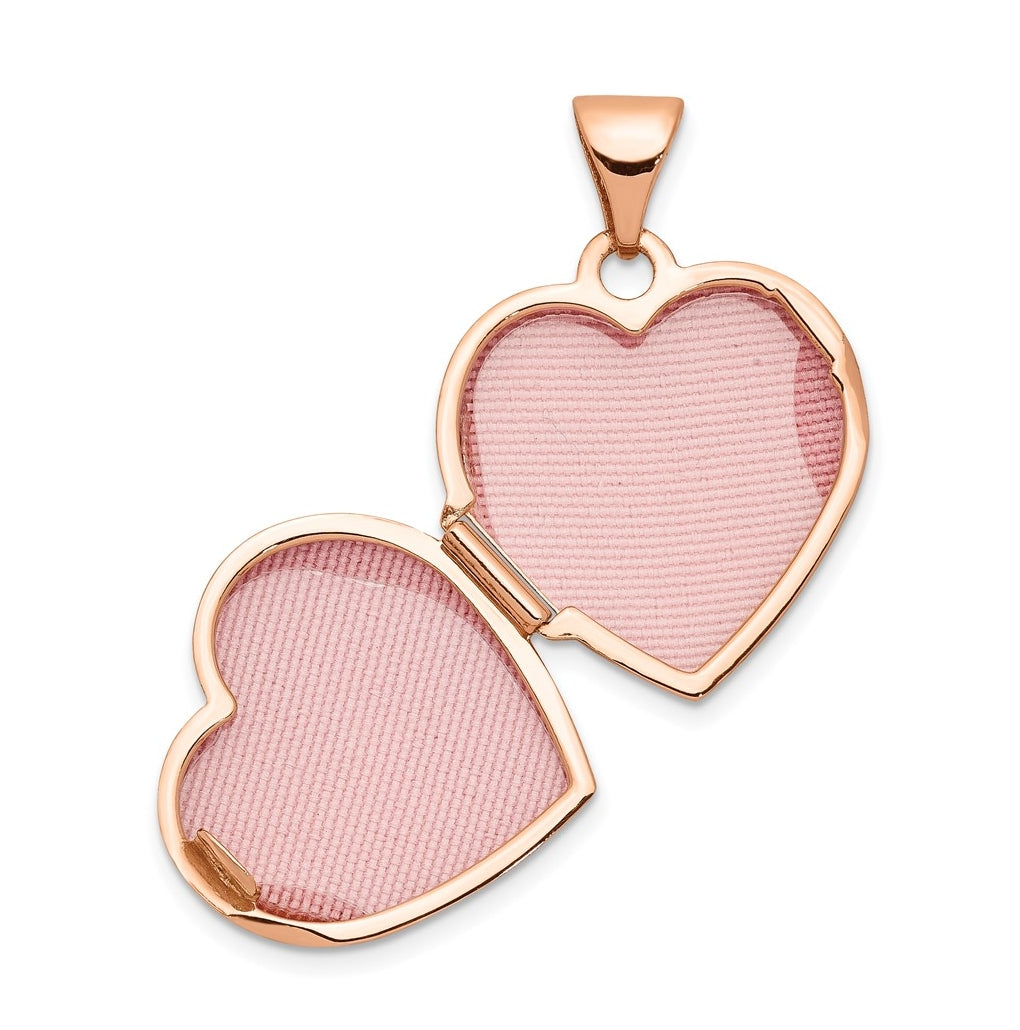 14k Rose Gold 15mm Reversible Heart Locket – Elegant Jewelry Gift for Birthday, Anniversary, Engagement, Wedding