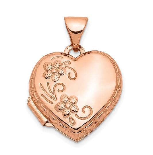 14k Rose Gold 15mm Reversible Heart Locket – Elegant Jewelry Gift for Birthday, Anniversary, Engagement, Wedding