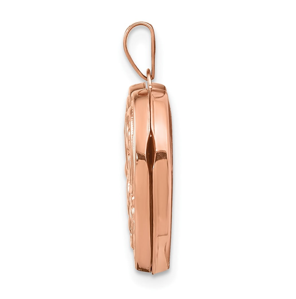 14k Rose Gold 18mm Scrolled Love You Always Heart Locket – Elegant Jewelry Gift for Birthday, Anniversary, Engagement, Wedding