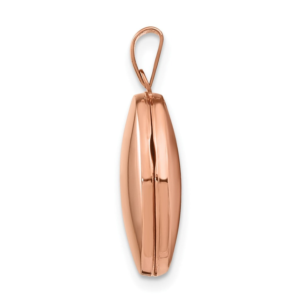 14k Rose Gold Polished 17mm Plain Oval Locket – Elegant Jewelry Gift for Birthday, Anniversary, Engagement, Wedding