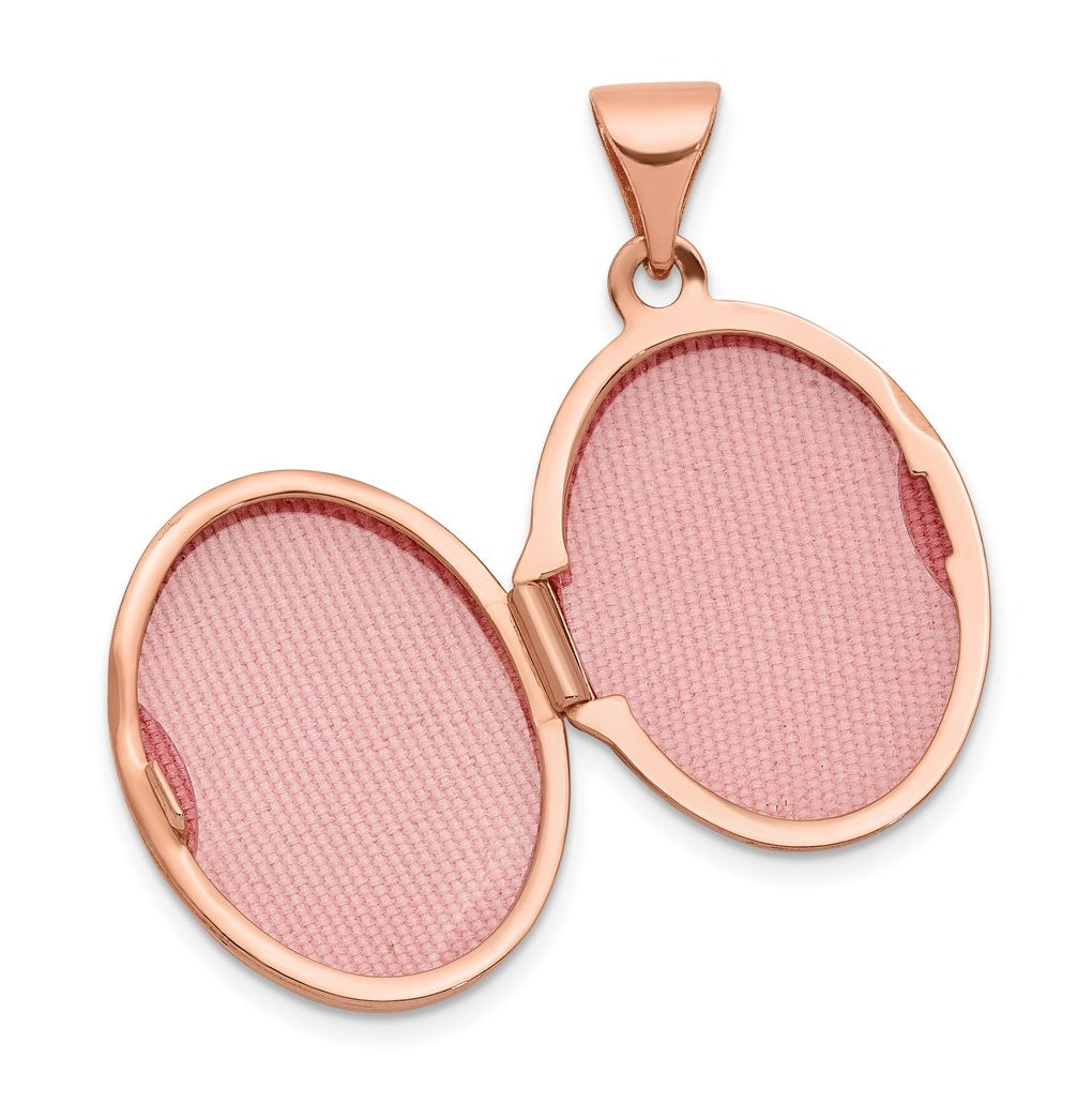 14k Rose Gold Polished 17mm Plain Oval Locket – Elegant Jewelry Gift for Birthday, Anniversary, Engagement, Wedding