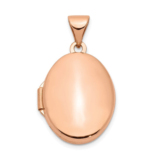 14k Rose Gold Polished 17mm Plain Oval Locket – Elegant Jewelry Gift for Birthday, Anniversary, Engagement, Wedding