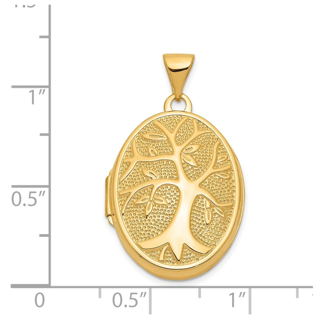 14K Yellow Or White Gold 21x16mm Oval Tree Locket – Elegant Jewelry Gift for Birthday, Anniversary, Engagement, Wedding