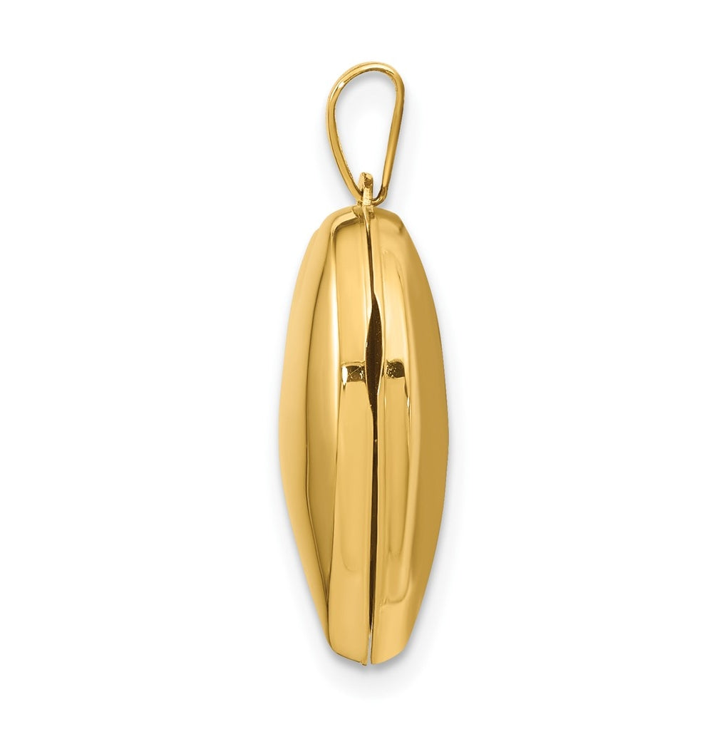 14K Yellow Gold 18mm Domed Plain Heart Locket – Elegant Jewelry Gift for Birthday, Anniversary, Engagement, Wedding
