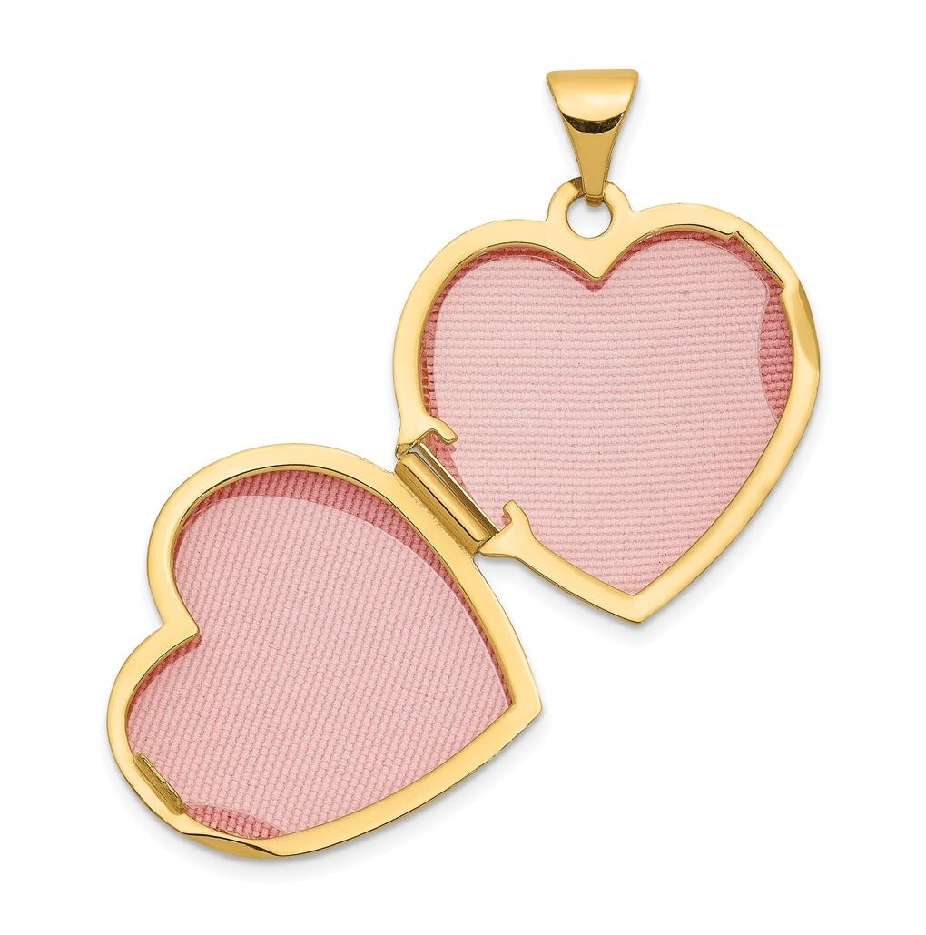14K Yellow Gold 18mm Domed Plain Heart Locket – Elegant Jewelry Gift for Birthday, Anniversary, Engagement, Wedding
