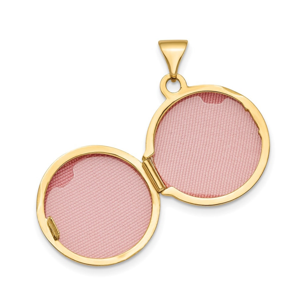14K Yellow Gold Polished Domed 16mm Round Locket – Elegant Jewelry Gift for Birthday, Anniversary, Engagement, Wedding