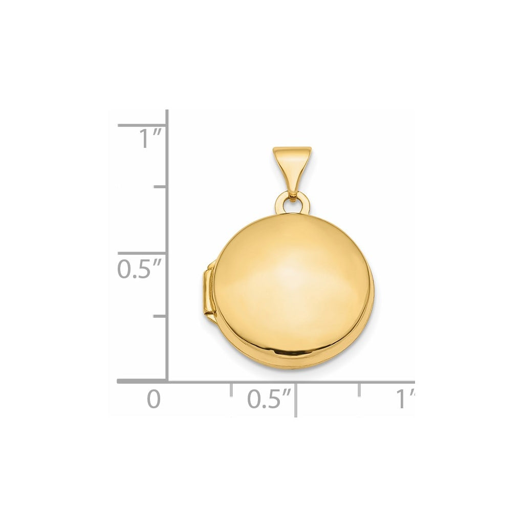 14K Yellow Gold Polished Domed 16mm Round Locket – Elegant Jewelry Gift for Birthday, Anniversary, Engagement, Wedding