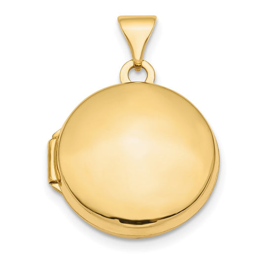 14K Yellow Gold Polished Domed 16mm Round Locket – Elegant Jewelry Gift for Birthday, Anniversary, Engagement, Wedding