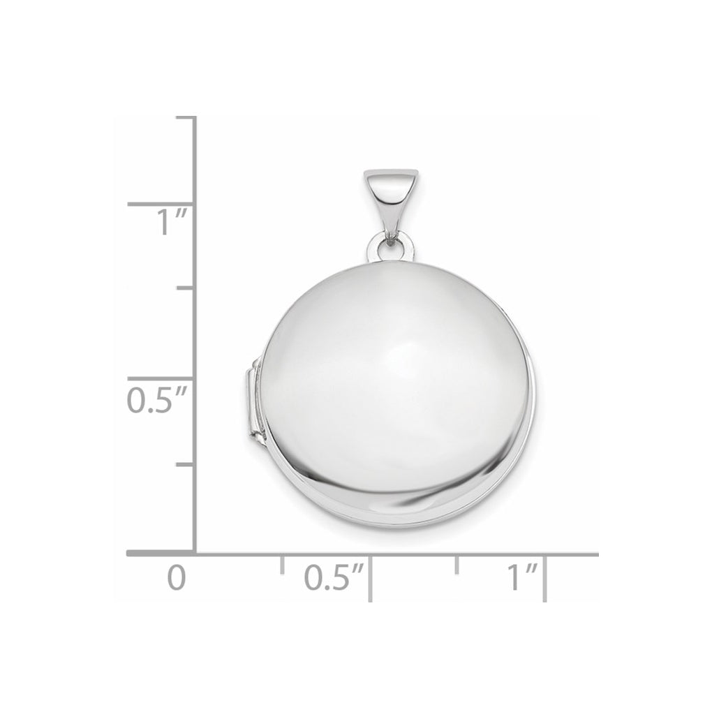 14k White Gold Polished Domed 20mm Round Locket – Elegant Jewelry Gift for Birthday, Anniversary, Engagement, Wedding
