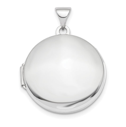 14k White Gold Polished Domed 20mm Round Locket – Elegant Jewelry Gift for Birthday, Anniversary, Engagement, Wedding