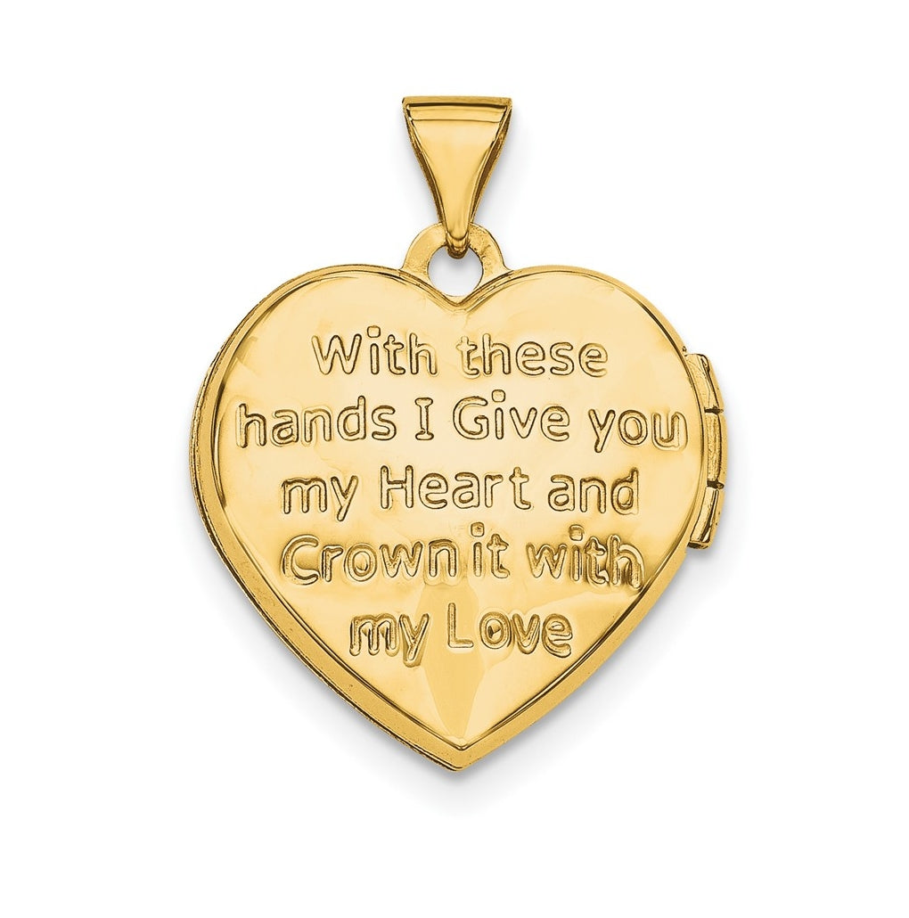 14K Yellow Gold Diamond Claddagh Heart Locket – Elegant Jewelry Gift for Birthday, Anniversary, Engagement, Wedding