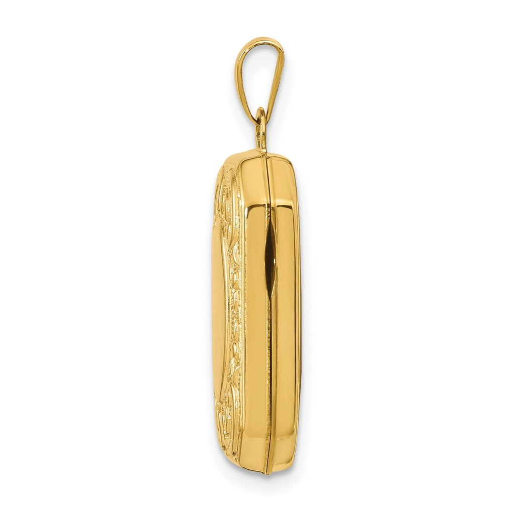 14k Yellow Gold Fancy Rectangle Locket – Elegant Jewelry Gift for Birthday, Anniversary, Engagement, Wedding
