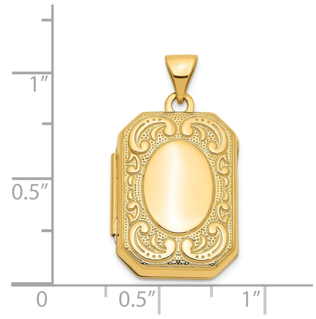14k Yellow Gold Fancy Rectangle Locket – Elegant Jewelry Gift for Birthday, Anniversary, Engagement, Wedding