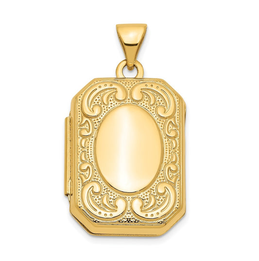 14k Yellow Gold Fancy Rectangle Locket – Elegant Jewelry Gift for Birthday, Anniversary, Engagement, Wedding