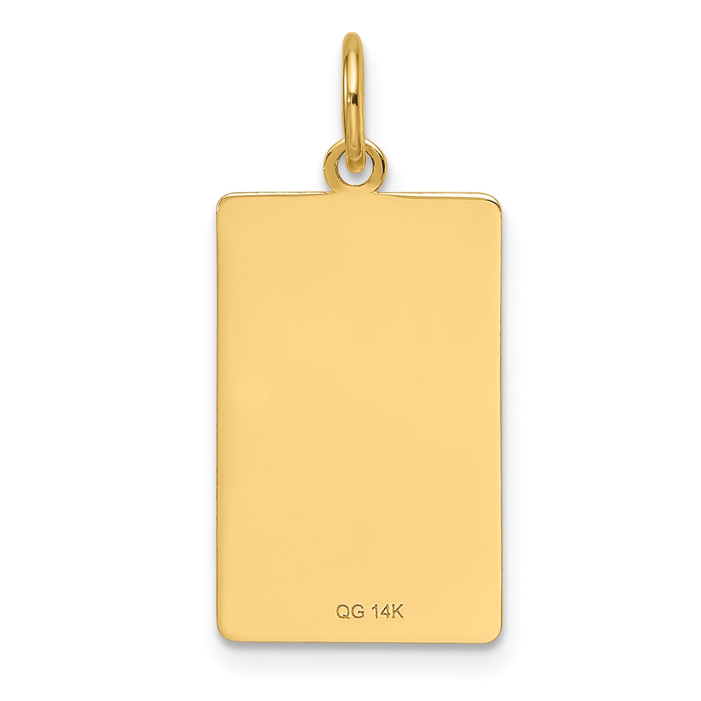 14k Yellow Gold Patterned Sunburst with Diagonal Stripe .013 Gauge Rectangular 18x12mm Disc Charm
