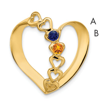 14K White Gold Synthetic Diamond Family Heart Slide