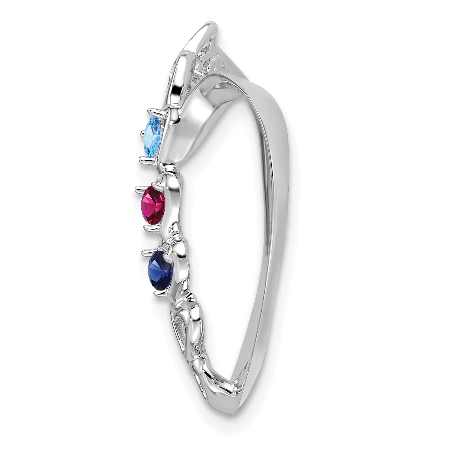 14K White Gold Synthetic Diamond Family Heart Slide