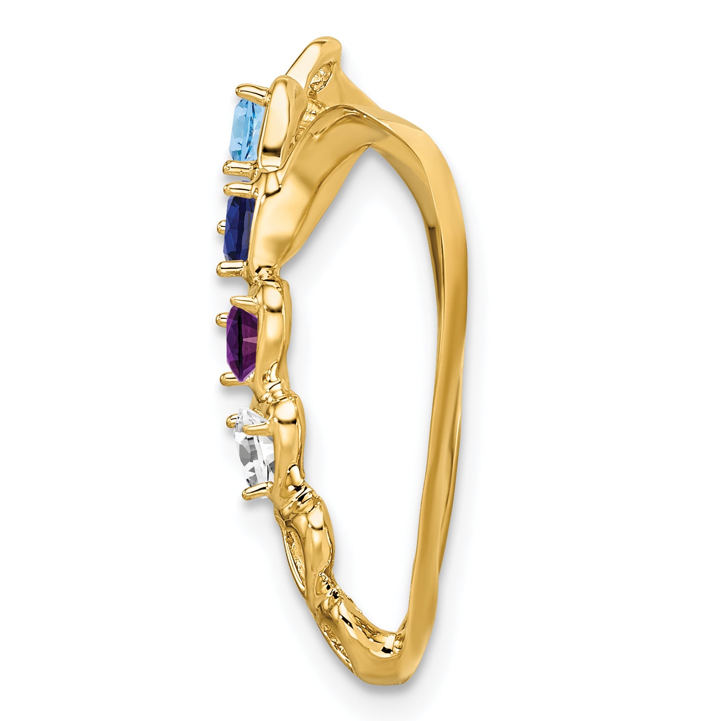 14K White Gold Synthetic Diamond Family Heart Slide
