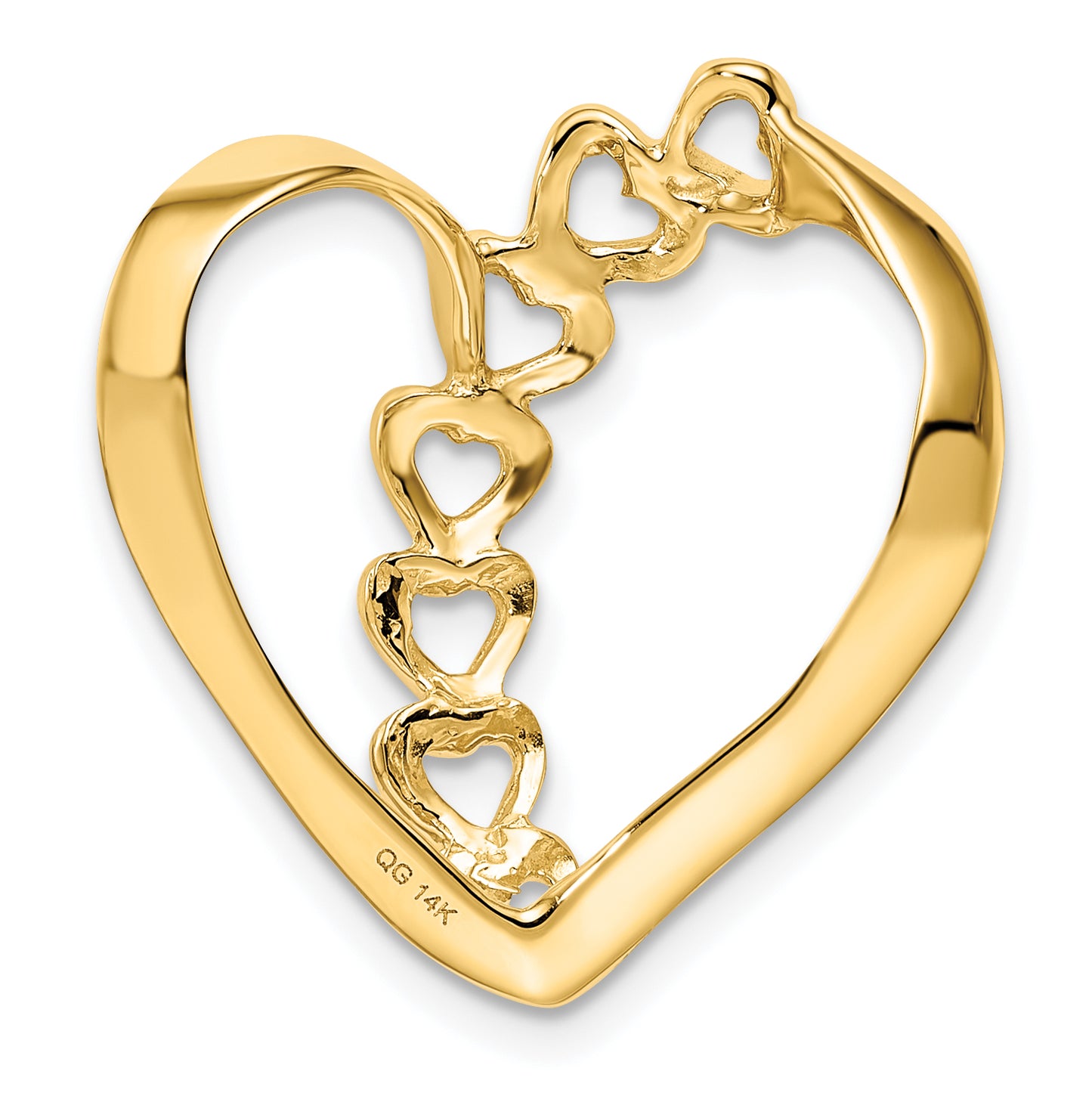 14K White Gold Synthetic Diamond Family Heart Slide