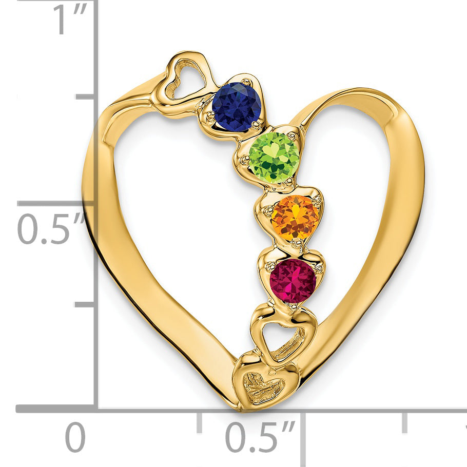 14K White Gold Synthetic Diamond Family Heart Slide