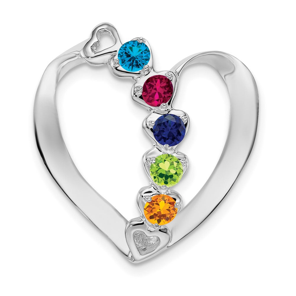 14k White Genuine 5 Stone Mother's Slide