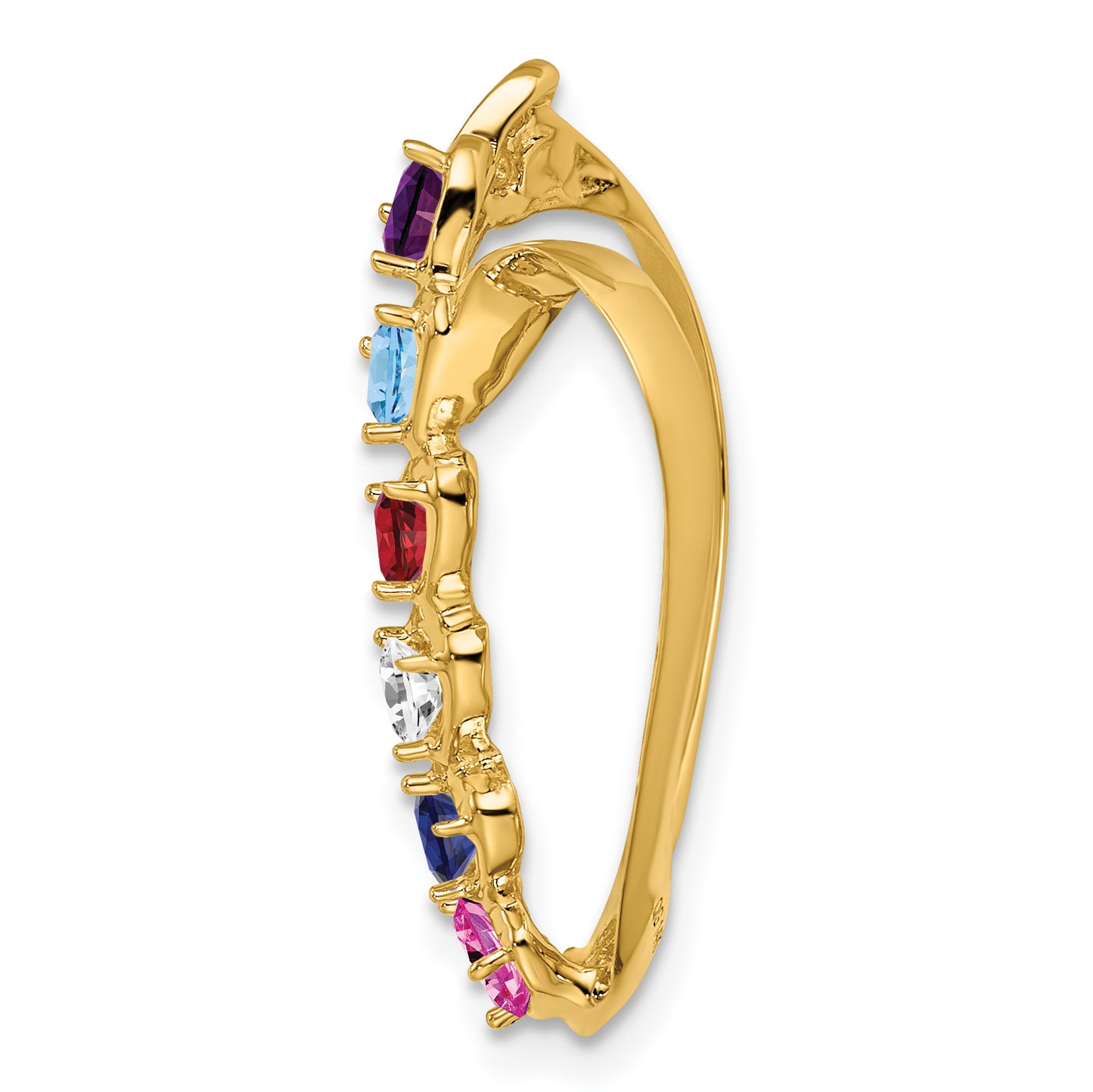 10K Yellow Gold Synthetic Diamond Family Heart Slide